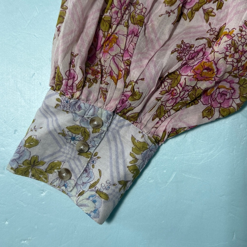 FREE PEOPLE Sz L Wrap Top Lucky Penny Floral Cropped Boho Chic Retro Romantic - Picture 6 of 15
